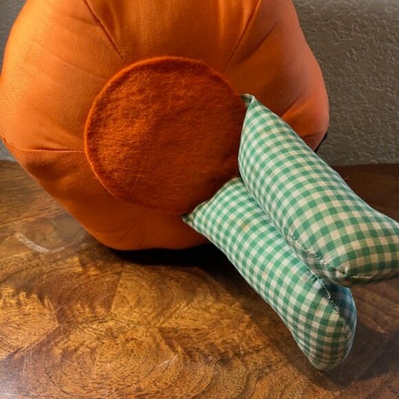 Handmade Pumpkin‎ Jack-O-Lantern Plush Doll 9"H x 14" D - Picture 5 of 5